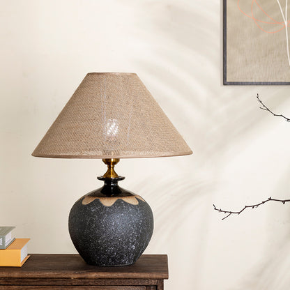 Harmony - Chinese Ceramic Table Lamp - Wabi-Sabi Bedside & Living Room Lighting for Hotel & Modern Interiors