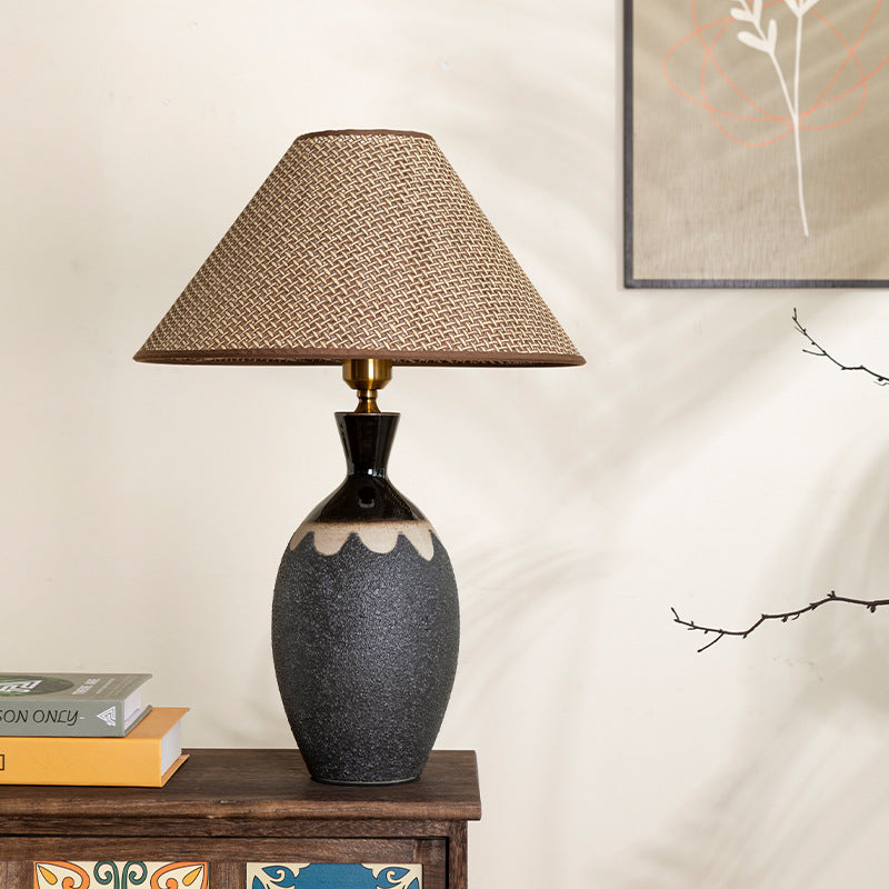 Harmony - Chinese Ceramic Table Lamp - Wabi-Sabi Bedside & Living Room Lighting for Hotel & Modern Interiors