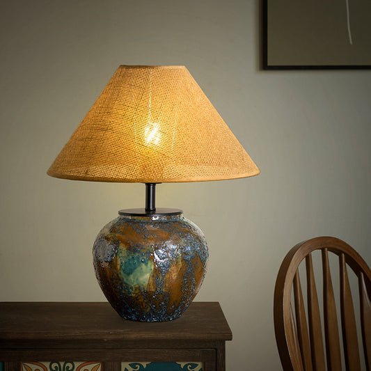 Harmony - Chinese Ceramic Table Lamp - Wabi-Sabi Bedside & Living Room Lighting for Hotel & Modern Interiors