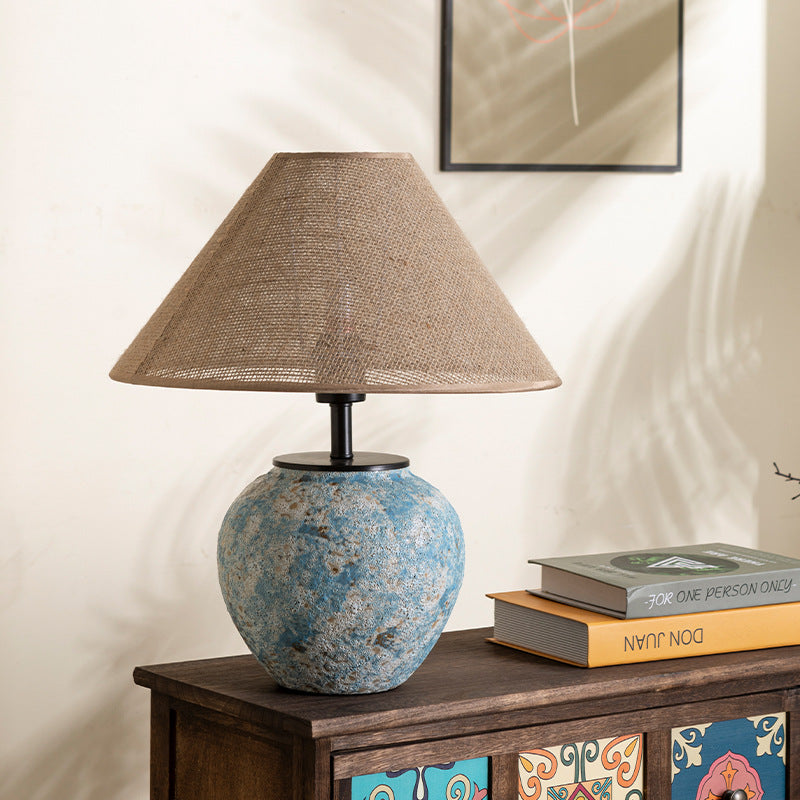 JadeGlow - Oriental Table Lamp – Ceramic, Vintage Zen Aesthetic for Living Room/Study/Hotel