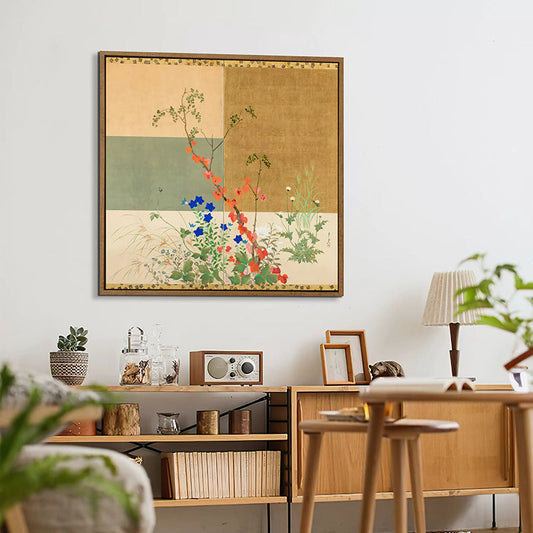 Living Room Wall Canvas | Modern Zen Floral Art | New Asian | Spring & Autumn