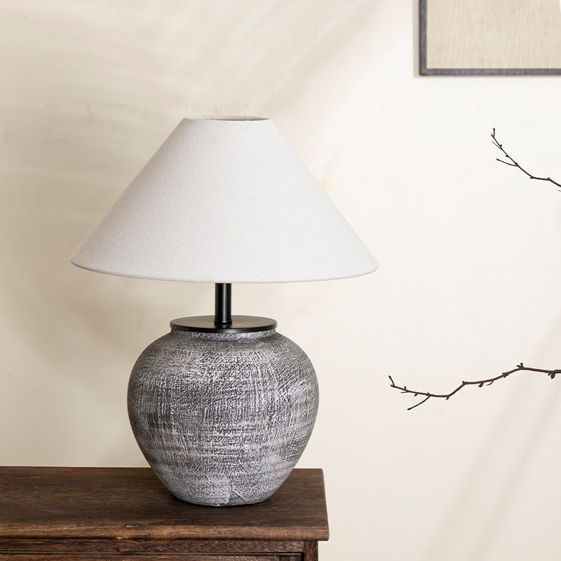 Harmony - Chinese Ceramic Table Lamp - Wabi-Sabi Bedside & Living Room Lighting for Hotel & Modern Interiors