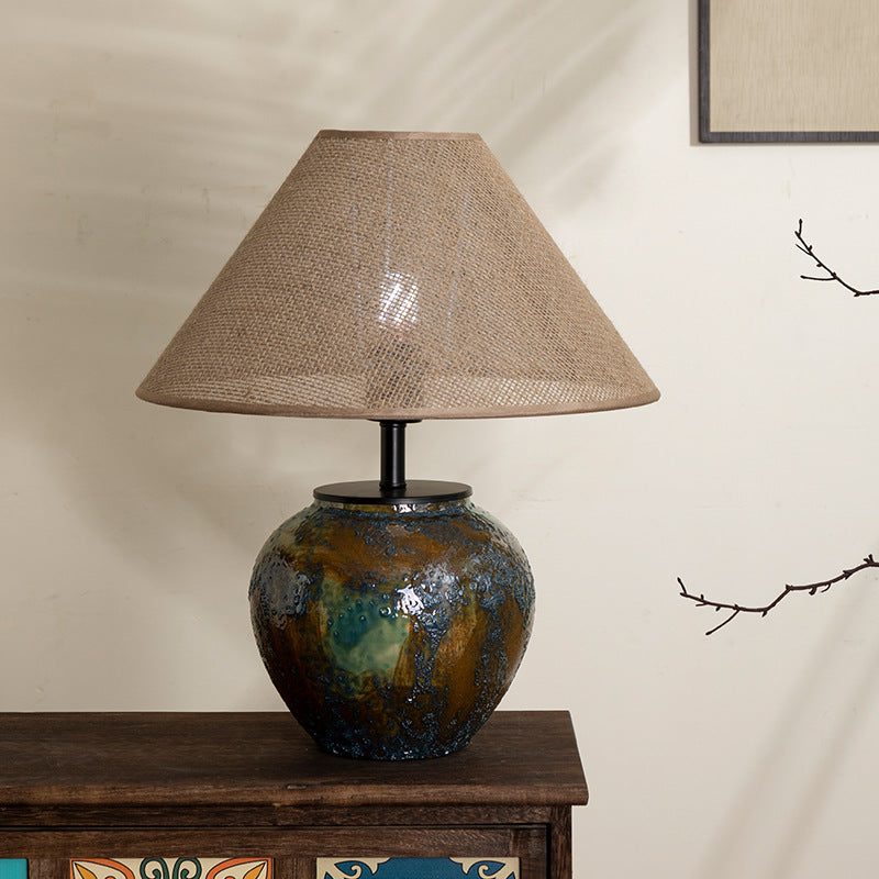 Harmony - Chinese Ceramic Table Lamp - Wabi-Sabi Bedside & Living Room Lighting for Hotel & Modern Interiors