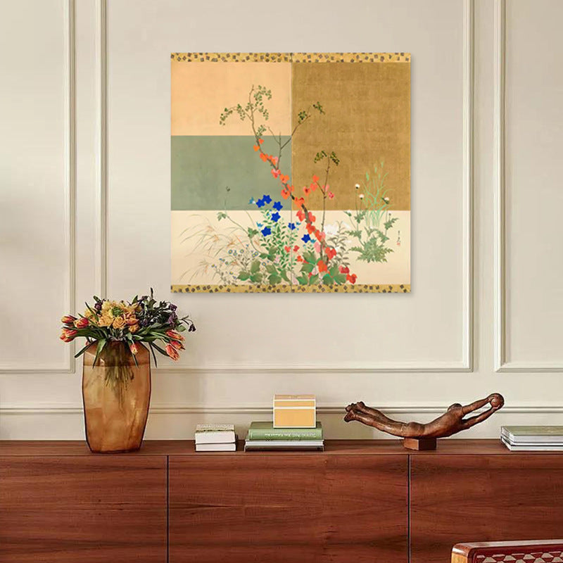 Living Room Wall Canvas | Modern Zen Floral Art | New Asian | Spring & Autumn