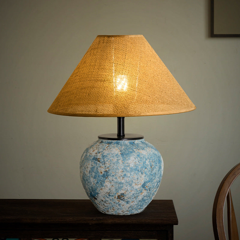 JadeGlow - Oriental Table Lamp – Ceramic, Vintage Zen Aesthetic for Living Room/Study/Hotel