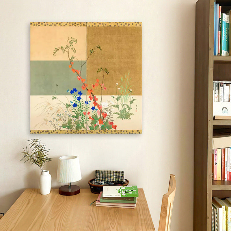 Living Room Wall Canvas | Modern Zen Floral Art | New Asian | Spring & Autumn