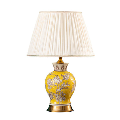 Songbird Bloom Porcelain Chinese Lamp | Floral Table Light Asian Home Decor Gift