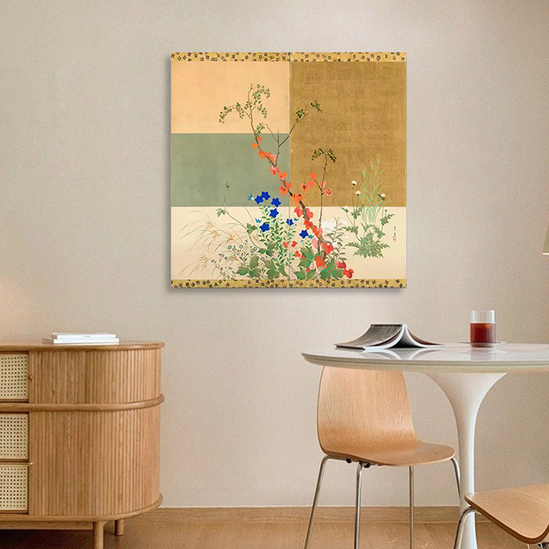 Living Room Wall Canvas | Modern Zen Floral Art | New Asian | Spring & Autumn